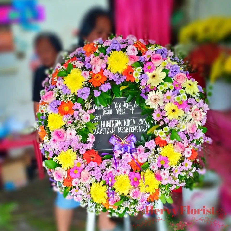 Krans Warna Cerah Pita Ungu