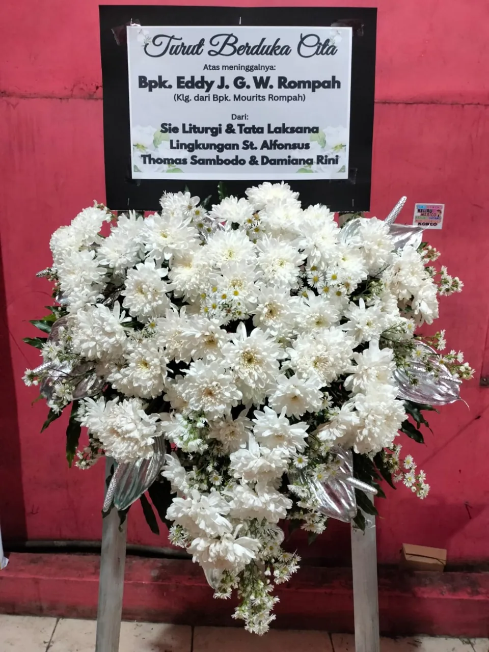 Krans Krisan Putih Anthurium Silver Besar