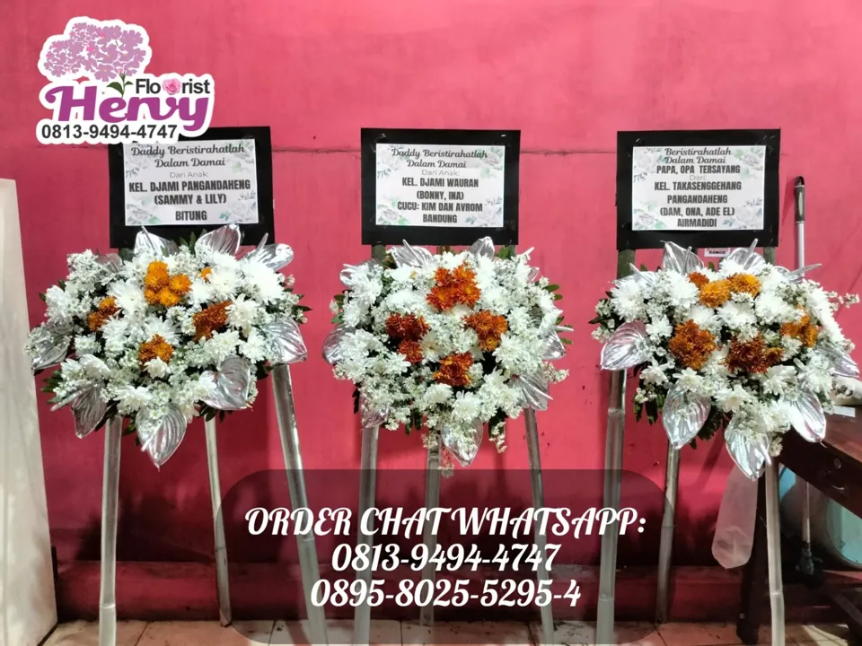 Krans Putih Oranye Silver Tiga Rangkaian